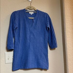 Calvin Klein Women's Textured V-Neck Sweater - Blue - Size S